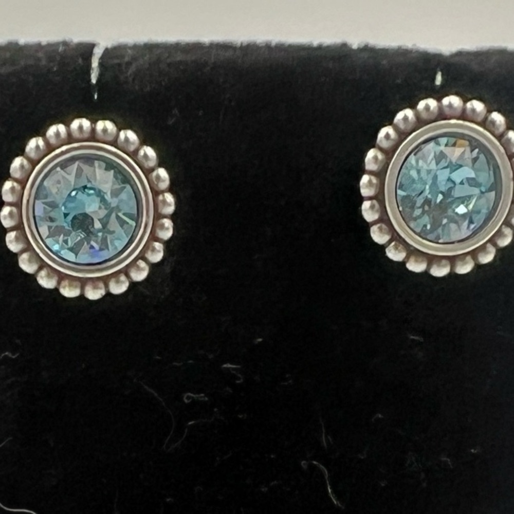 Brighton Twinkle MiniPost Blue Silver Earrings